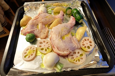 野菜と鶏肉焼き